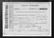 Cédulas de crédito sobre o pagamento das praças do Regimento de Infantaria 9, durante a 3ª época, da Guerra Peninsular (letra A).
