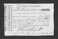 Cédulas de crédito sobre o pagamento das praças, da 3ª Companhia, do Batalhão de Caçadores 1, durante a época de Almeida na Guerra Peninsular.