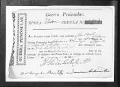Cédulas de crédito sobre o pagamento das praças da 7ª Companhia do Regimento de Infantaria 2, durante a época de Vitória na Guerra Peninsular.
