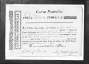 Cédulas de crédito sobre o pagamento das praças do Regimento de Infantaria 1, durante a 3ª época, na Guerra Peninsular (letra J).
