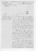Correspondência de José Bento de Sousa Fava, do Arsenal das Obras Militares, para João Carlos de Saldanha Oliveira e Daun sobre a passagem de António Caetano da Silva Melo, pagador das obras militares em Valença, para a pagadoria da cidade do Porto.