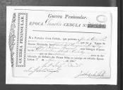 Cédulas de crédito sobre o pagamento das praças do Regimento de Infantaria 19, durante a 4ª época na Guerra Peninsular (letra J).