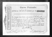 Cédulas de crédito sobre o pagamento das praças do Regimento de Infantaria 9, durante a 6ª época, da Guerra Peninsular (letras A, J, M  e N).