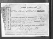 Cédulas de crédito sobre o pagamento das praças do Regimento de Infantaria 19, durante a época de Almeida na Guerra Peninsular (letra A).