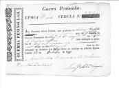 Cédulas de crédito sobre o pagamento das praças e sargentos da 4ª Companhia, do Batalhão de Caçadores 3, durante a época de Porto na Guerra Peninsular.