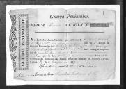 Cédulas de crédito sobre o pagamento das praças do Regimento de Infantaria 9 e 10, durante a 1ª época, da Guerra Peninsular (letra J).