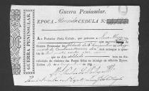 Cédulas de crédito sobre o pagamento das praças do Regimento de Cavalaria 10, durante a época de Almeida na Guerra Peninsular (letras L, M, P, S e V).