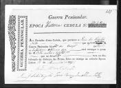 Cédulas de crédito sobre o pagamento das praças do Regimento de Infantaria 10, durante a época de Vitória, da Guerra Peninsular (letra L).