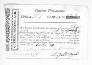Cédulas de crédito sobre o pagamento dos oficiais, sargentos e praças da 5ª Companhia, do Batalhão de Caçadores 3, durante a época do Porto na Guerra Peninsular.