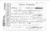 Cédulas de crédito sobre o pagamento das praças, sargentos e oficiais da 3ª Companhia, do Batalhão de Caçadores 3, durante a época do Porto na Guerra Peninsular.