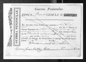Cédulas de crédito sobre o pagamento das praças do Regimento de Infantaria 10, durante a 4ª época, da Guerra Peninsular (letra J).