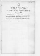 "Ordonnance de Son Altesse Royale Prince Regent. Portant Reglement sur l' administration et la comptabilité, tant des appointemens et solde, que des masses dans les Régimens des troupes à cheval".