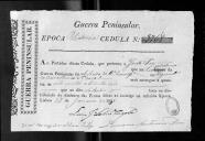 Cédulas de crédito sobre o pagamento dos praças do Regimento de Cavalaria 12, durante a época de Vitória, no período da Guerra Peninsular.