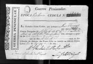 Cédulas de crédito sobre o pagamento dos soldados do Batalhão de Artilheiros Condutores, durante a época de Vitória, no período da Guerra Peninsular.
