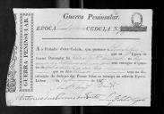 Cédulas de crédito sobre o pagamento dos oficiais, sargentos e praças do Regimento de Artilharia 2, durante a 5ª época, no período da Guerra Peninsular.