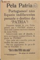 Folheto, incentivando à subscrição organizada pelo "Século" a favor da primeira travessia aérea Lisboa-Macau no avião "Pátria"