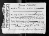 Cédulas de crédito sobre o pagamento dos sargentos e praças do Regimento de Artilharia 1, durante a 5ª época, no período da Guerra Peninsular.