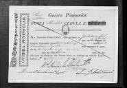 Processos sobre cédulas de crédito do pagamento dos soldados do Regimento de Cavalaria 4, durante o período da Guerra Peninsular.