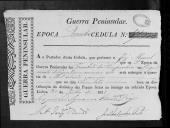 Cédulas de crédito sobre o pagamento dos trombetas, soldados e ferradores do  Regimento de Cavalaria 6, durante a 5ª época, na Guerra Peninsular.