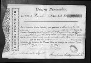 Cédulas de crédito sobre o pagamento dos oficiais, ajudantes de cirurgia e pagadores do Regimento de Cavalaria 12, durante a 4ª época, no período da Guerra Peninsular.