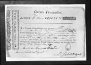 Cédulas de crédito sobre o pagamento dos oficiais, sargentos e praças do Regimento de Cavalaria 1, durante a época de Vitória, no período da Guerra Peninsular.