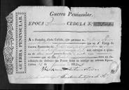 Cédulas de crédito sobre o pagamento dos sargentos e praças do Regimento de Artilharia 1, durante 1ª época, no período da Guerra Peninsular.