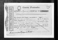 Processos sobre cédulas de crédito do pagamento dos soldados, trombetas e ferradores do Regimento de Cavalaria 4, durante o período da Guerra Peninsular (letras D, F, J e M).