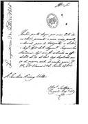 Ofício do comandante do Regimento de Cavalaria nº 9 informando José Lúcio Travassos Valdez que o  sargento-ajudante do seu regimento, Joaquim José Bandeira partiu por mar de Viana do Castelo para Lisboa em 28 de Junho de 1815.