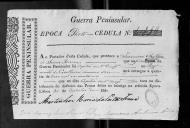 Cédulas de crédito sobre o pagamento dos oficiais do Regimento de Cavalaria 12, durante a época do Porto, no período da Guerra Peninsular.