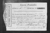 Cédulas de crédito sobre o pagamento dos soldados do Regimento de Cavalaria 12, durante a 5ª época, no período da Guerra Peninsular.