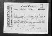 Cédulas de crédito sobre o pagamento das praças e sargentos do Regimento de Cavalaria 7, durante a 6ª época, na Guerra Peninsular.