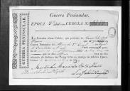 Cédulas de crédito sobre o pagamento do alferes Manuel da Costa Pessoa, do Regimento de Cavalaria 7, durante a época de Vitória, na Guerra Peninsular.