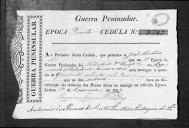 Cédulas de crédito sobre o pagamento dos soldados do Regimento de Cavalaria 12, durante a 4ª  época, no período da Guerra Peninsular.