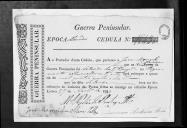 Cédulas de crédito sobre o pagamento das praças do Regimento de Cavalaria 8, durante a época de Almeida, na Guerra Peninsular.