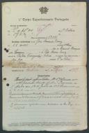 José Lourenço Dinis - Soldado - Regimento de Artilharia nº1