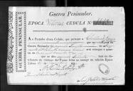 Cédulas de crédito sobre o pagamento dos oficiais e ajudantes de cirurgia do Regimento de Artilharia 1, durante o período da Guerra Peninsular.