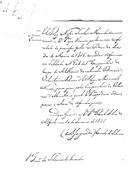 Correspondência do conde de Subserra dirigida ao visconde de Alhandra e a João da Silveira de Lacerda, sobre as ordens régias para que o soldado, Manuel Nunes, do Corpo de Artilharia da extinta Divisão dos Voluntários Reais d'El-Rei,  marchasse imediatamente para a Companhia de Veteranos de Abrantes.