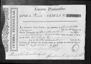 Cédulas de crédito sobre o pagamento dos sargentos e praças do Regimento de Cavalaria 12, durante a 4ª  época, no período da Guerra Peninsular.