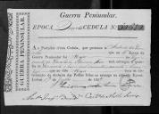 Cédulas de crédito sobre o pagamento dos oficiais e ajudantes de cirurgia do Regimento de Cavalaria 3, durante a 4ª época, no período da Guerra Peninsular.