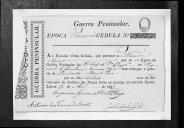 Cédulas de crédito sobre o pagamento das praças e sargentos do Regimento de Cavalaria 7, durante a 1ª época, na Guerra Peninsular.