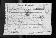 Cédulas de crédito sobre o pagamento dos oficiais do Regimento de Artilharia 1, durante o período da Guerra Peninsular.