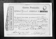 Cédulas de crédito sobre o pagamento das praças e sargentos do Regimento de Cavalaria 8, durante a 2ª época, na Guerra Peninsular.