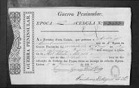 Cédulas de crédito sobre o pagamento dos soldados do Regimento de Cavalaria 12, durante a 5ª  época, no período da Guerra Peninsular.