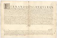 Carta de quitação assinada por Fernando d' Albuquerque, capitão geral, governador da Índia, a Pascoal Flori d' Almeida, feitor que foi da Fortaleza de Moçambique.