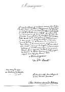 Correspondência de Jean Victoire Miron de Sabionne, governador da praça de Valença, para Miguel de Arriaga Brum da Silveira.